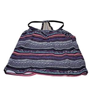 Kona Sol Swimsuit Boho Striped Tankini Swimsuit Top, Women's Small, NWT
